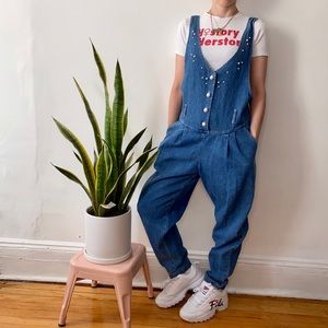 Vintage Pants & Jumpsuits - Vintage 90’s denim overalls with pearl buttons, S Vintage Pants & Jumpsuits - Vintage 90’s denim overalls with pearl buttons, S